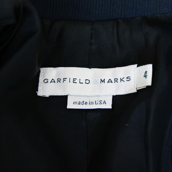 Garfield & Marks Women's Navy Blue business blazer with shoulder pads size 4 S - Picture 4 of 6